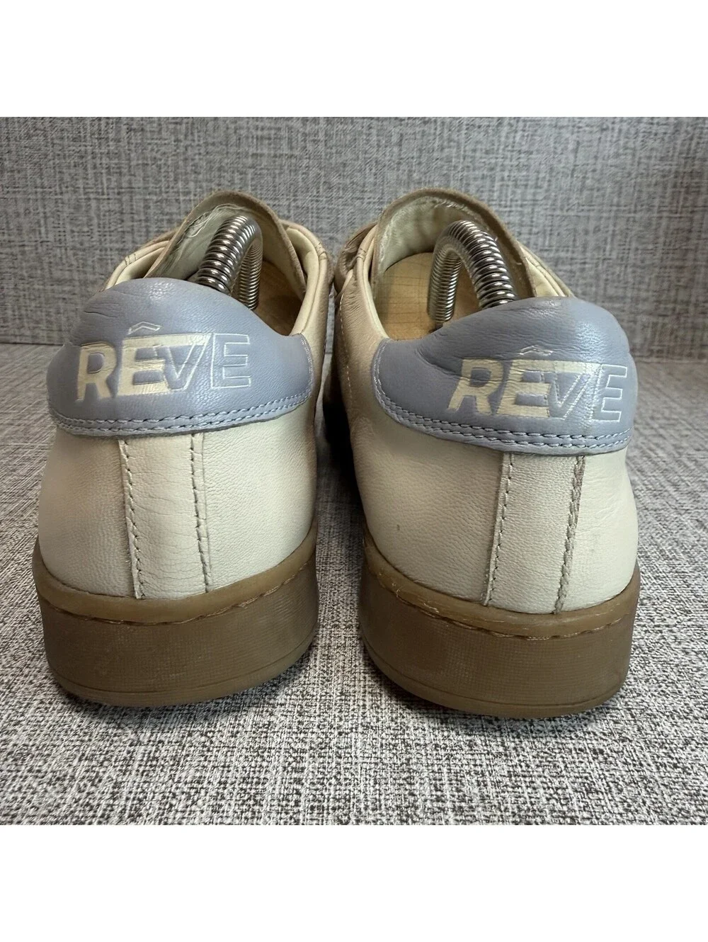 Sam Edelman Reve Women's Sneakers 5.5 Cream Leather, Triple Strap, Casual